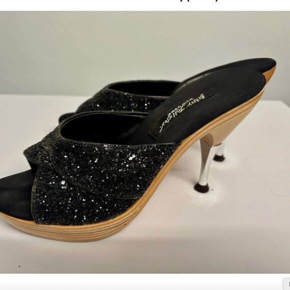 Betsey Johnson black glitter platform heel womens 7 - Picture 7 of 7